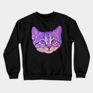 Kitty Face Purple Crewneck Sweatshirt